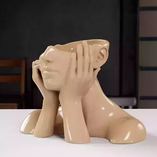 Half Head Planter Pot with drainage 3D print model