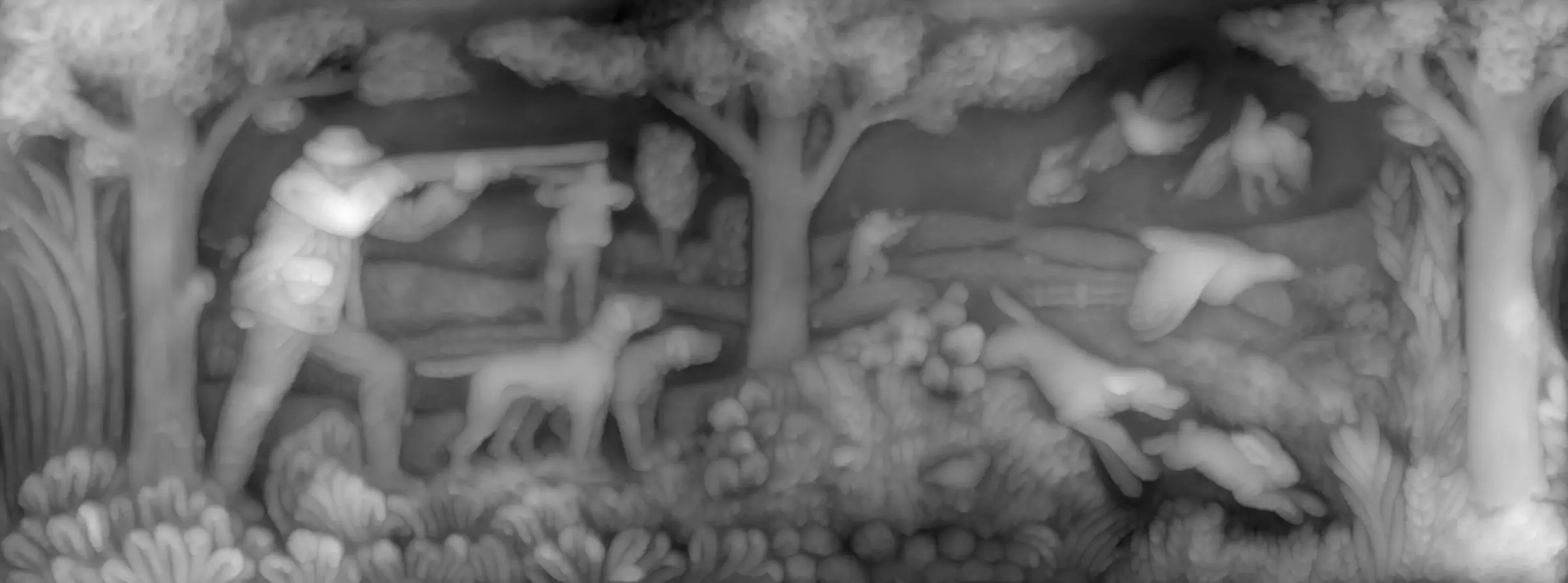 Hunters painting of people in woods 3D model_0