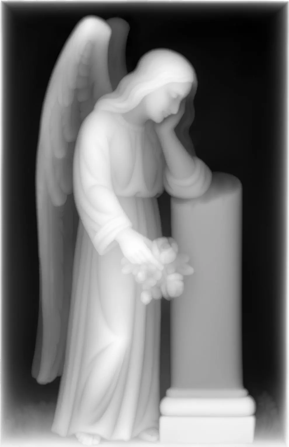 Angel looking at gravestone 3D model_0