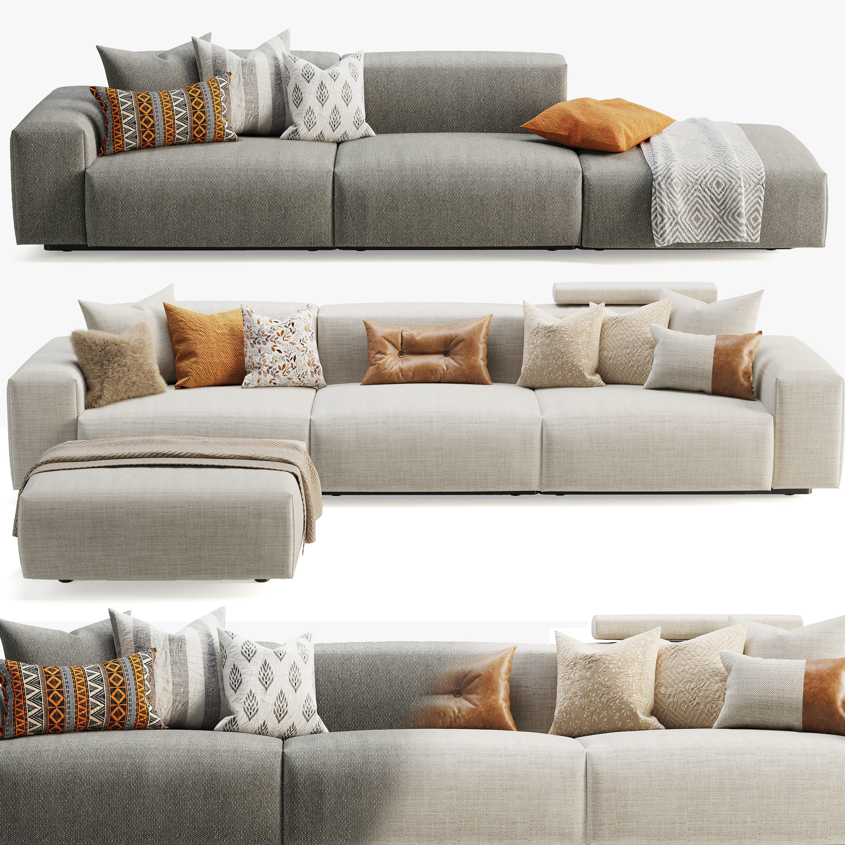 Vitra Soft Modular Sofa Three-Seater 3D model_2