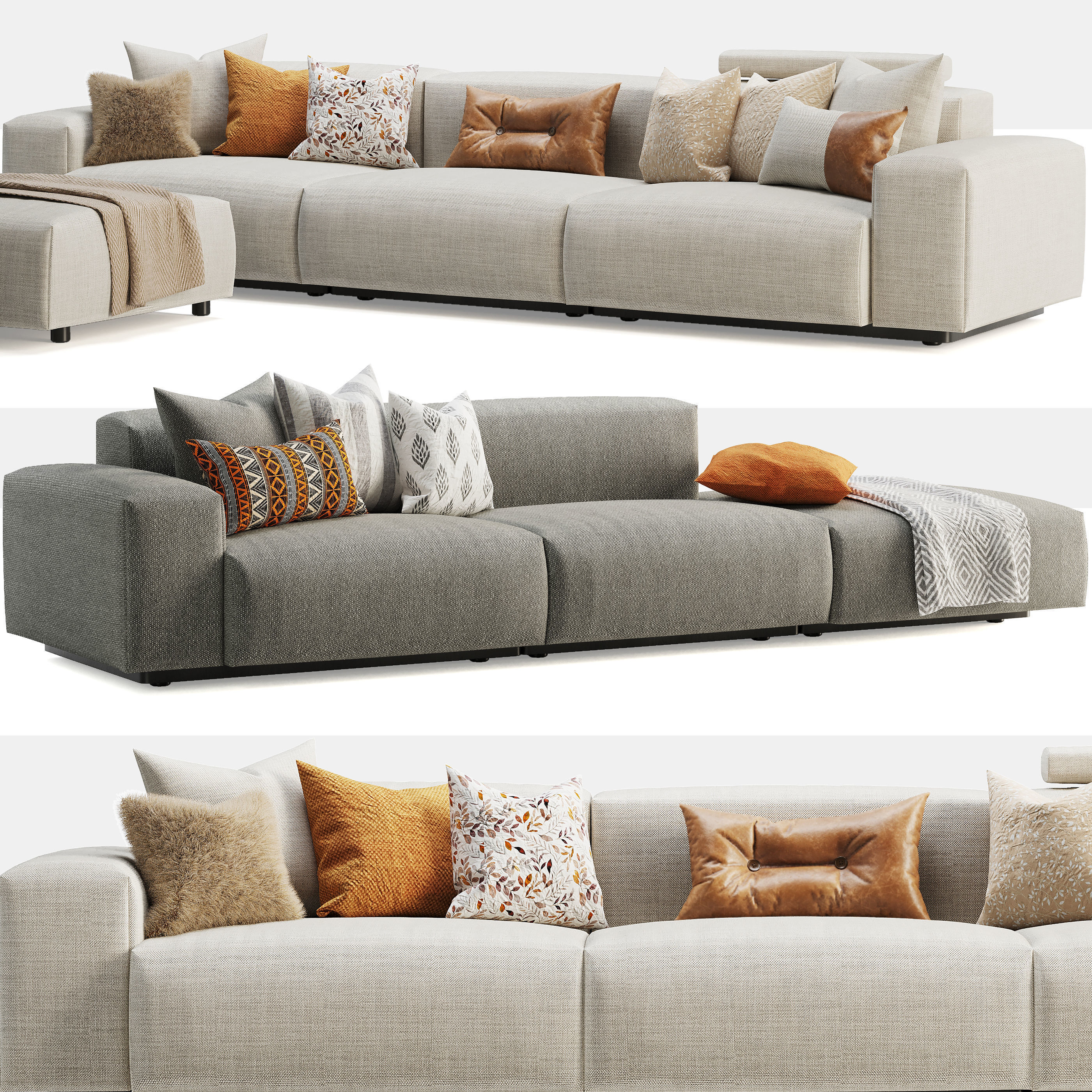 Vitra Soft Modular Sofa Three-Seater 3D model_1