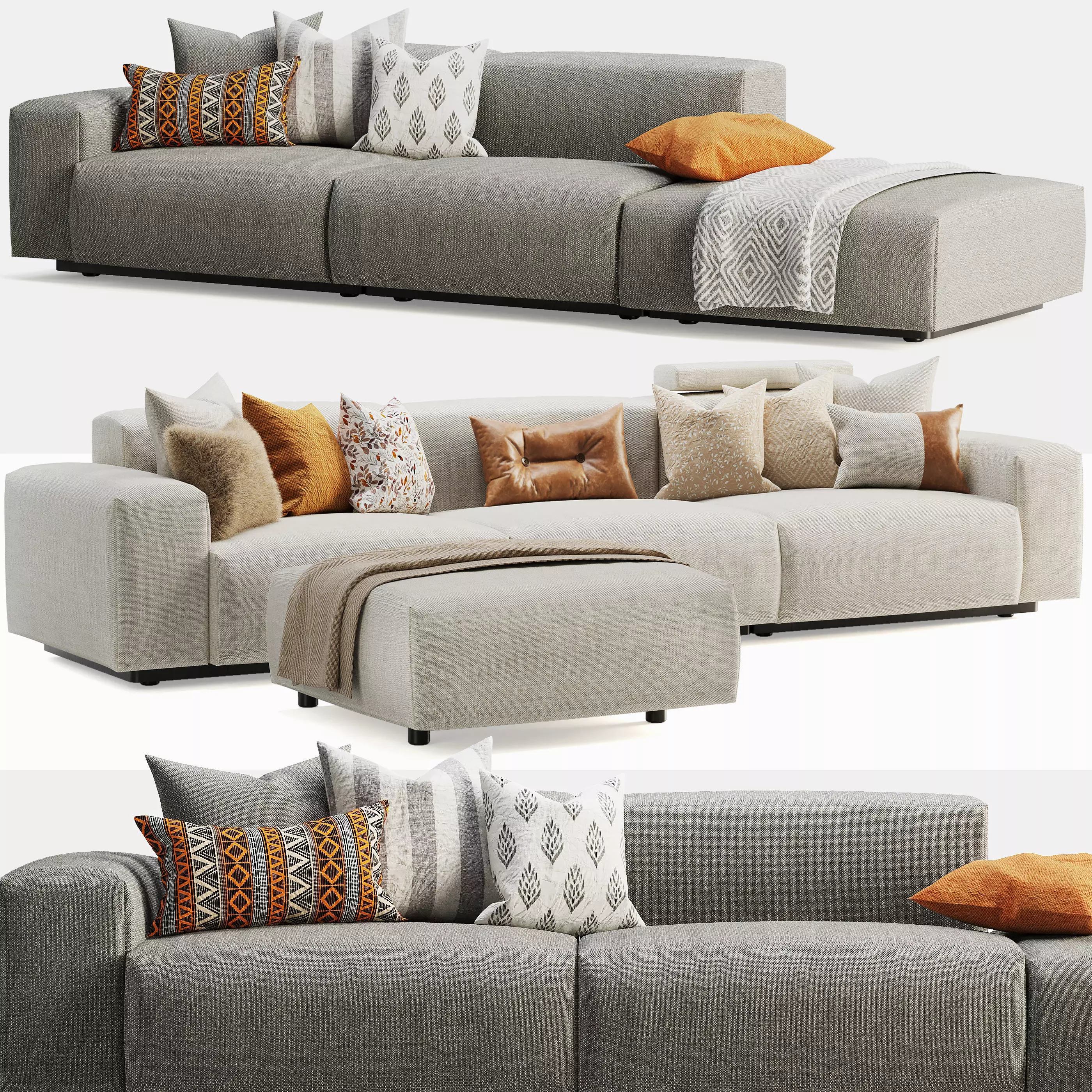 Vitra Soft Modular Sofa Three-Seater 3D model_0