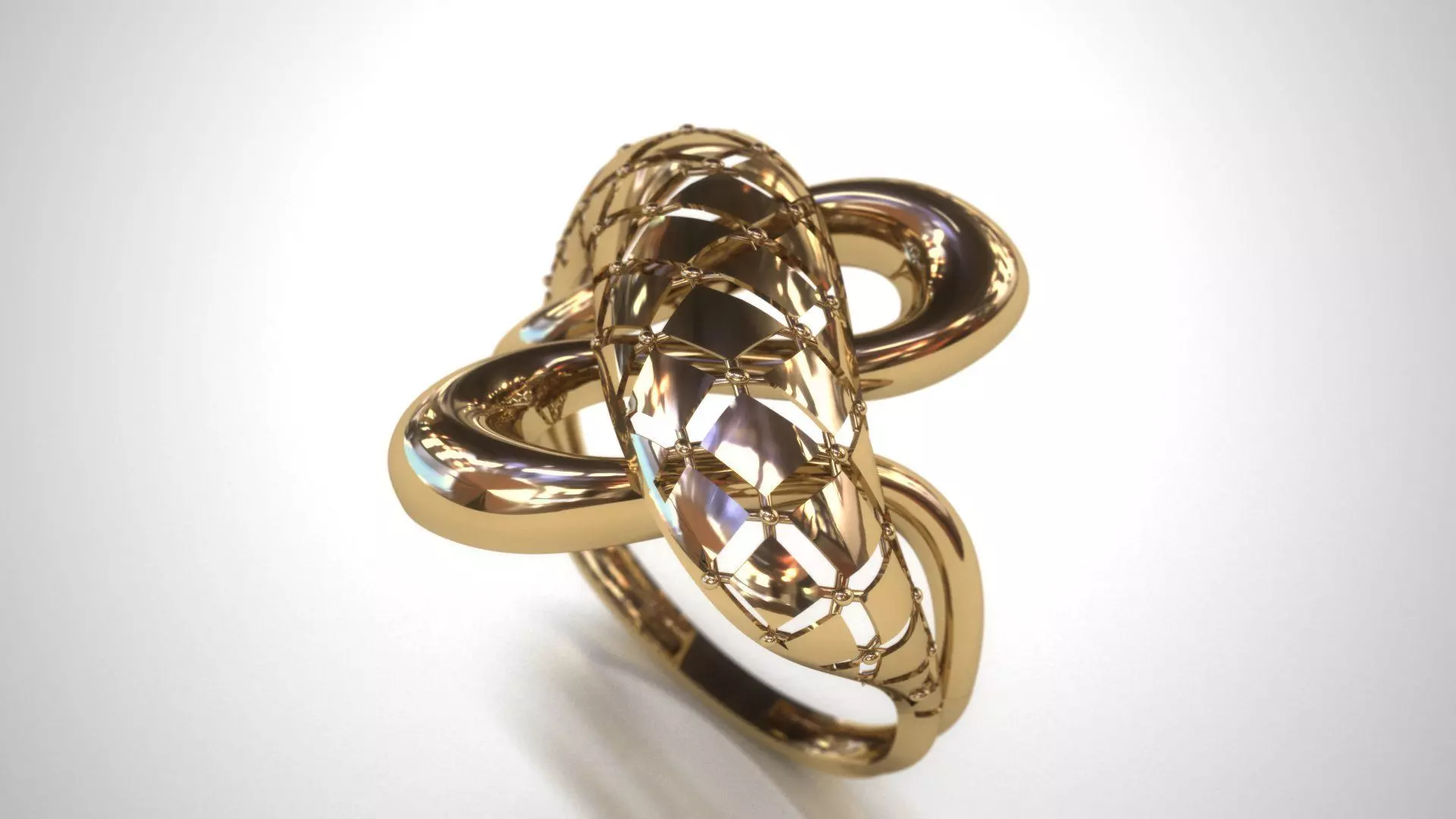 Gold fusion ring with twist and light weight 3D print model