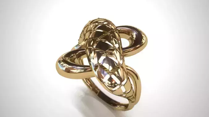 Gold fusion ring with twist and light weight 3D print model