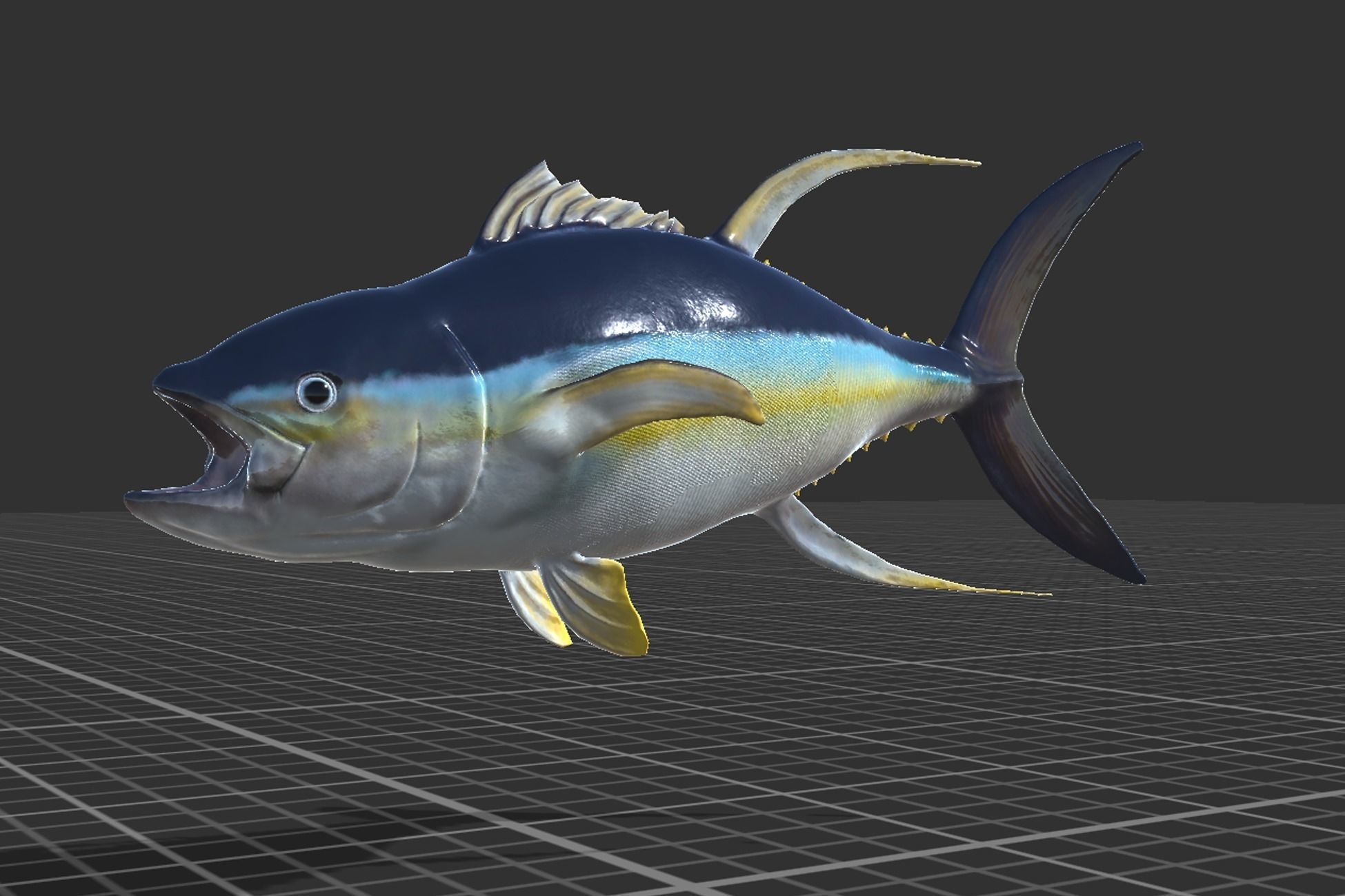 Yellowfin Tuna Low-poly 3D model_7