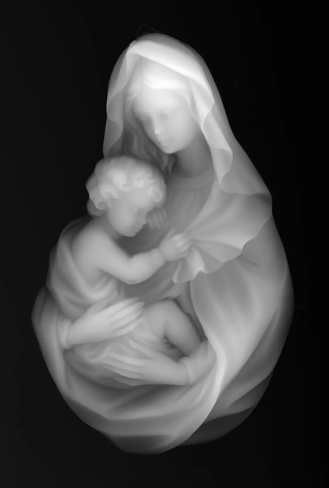 Virgin Mary with baby Jesus 3D model_0