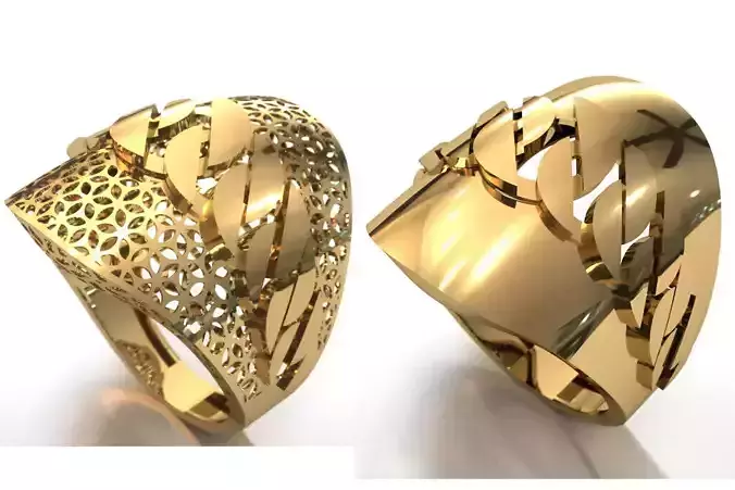 Set of 2 gold rings simple and fusion chains