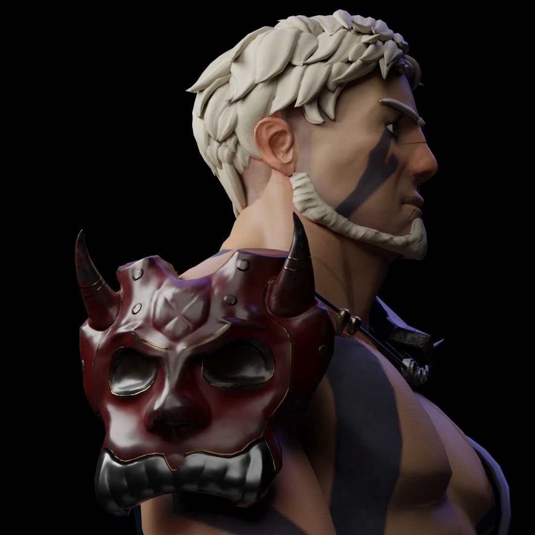 Fantasy game hero with two hand sword Low-poly 3D model_18