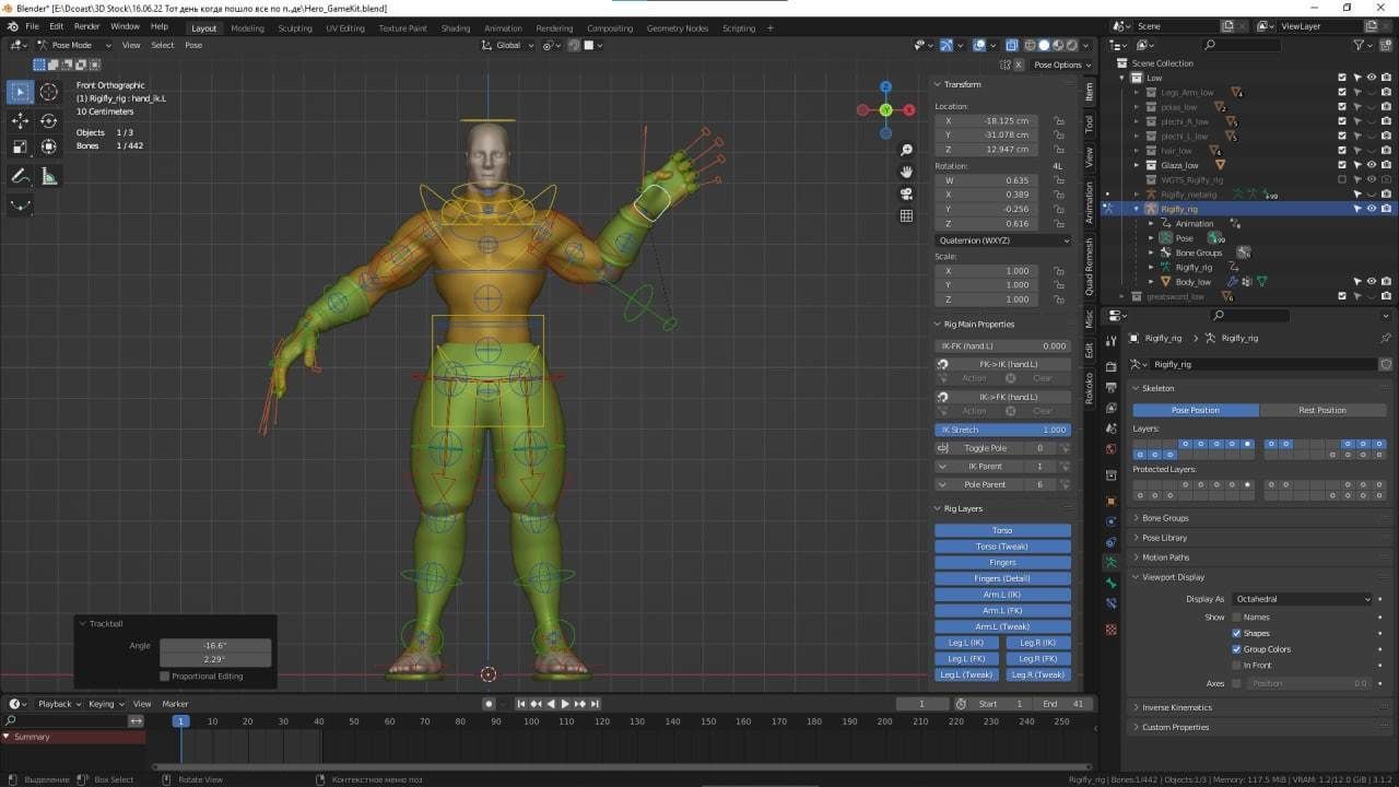 Fantasy game hero with two hand sword Low-poly 3D model_4