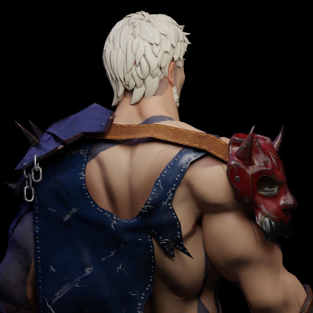 Fantasy game hero with two hand sword Low-poly 3D model_17