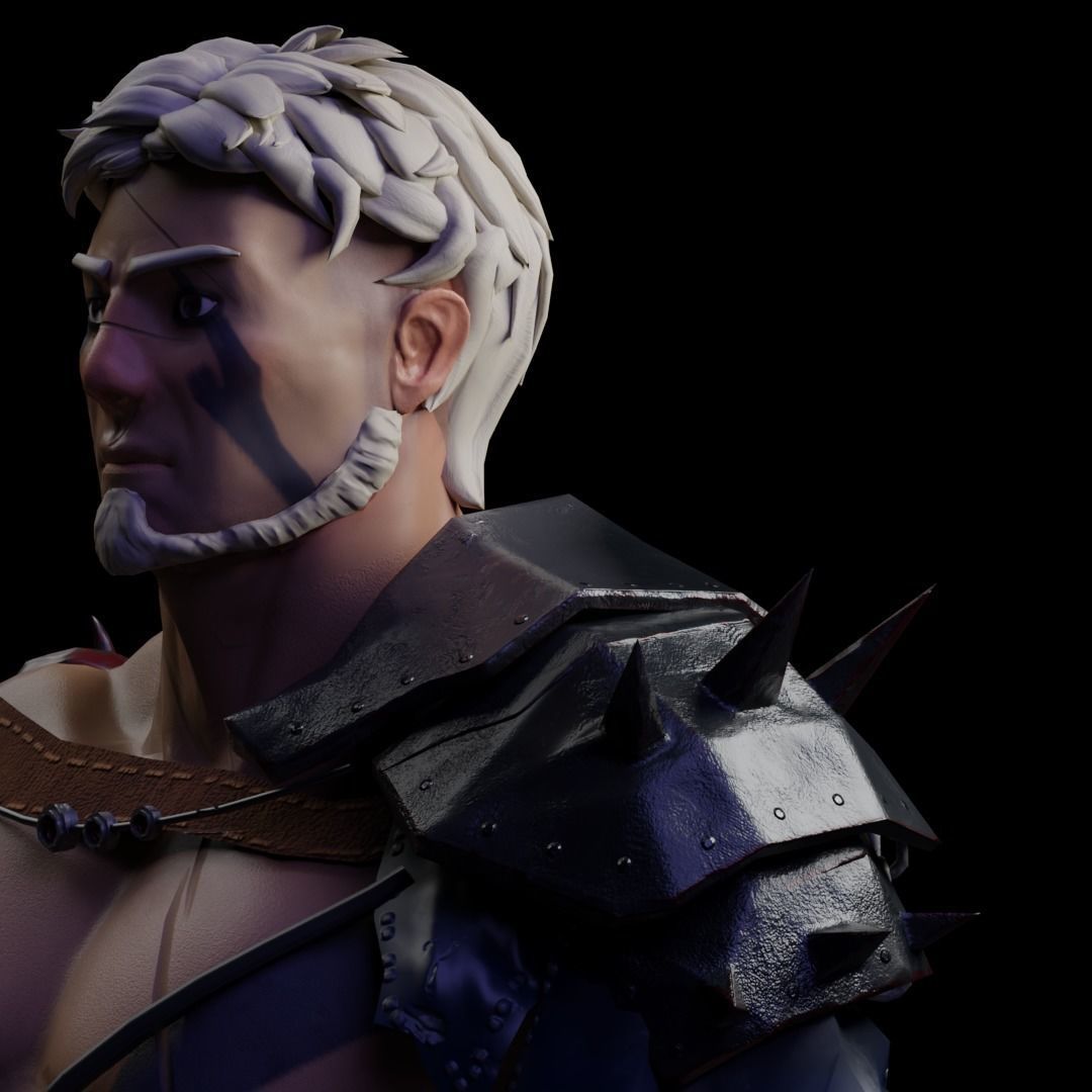 Fantasy game hero with two hand sword Low-poly 3D model_13