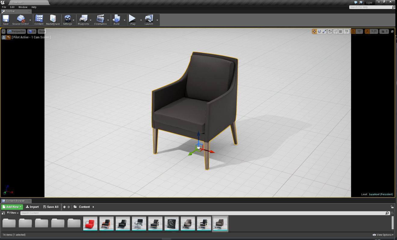 Flexform Pat Chair UE4 Low-poly 3D model_4