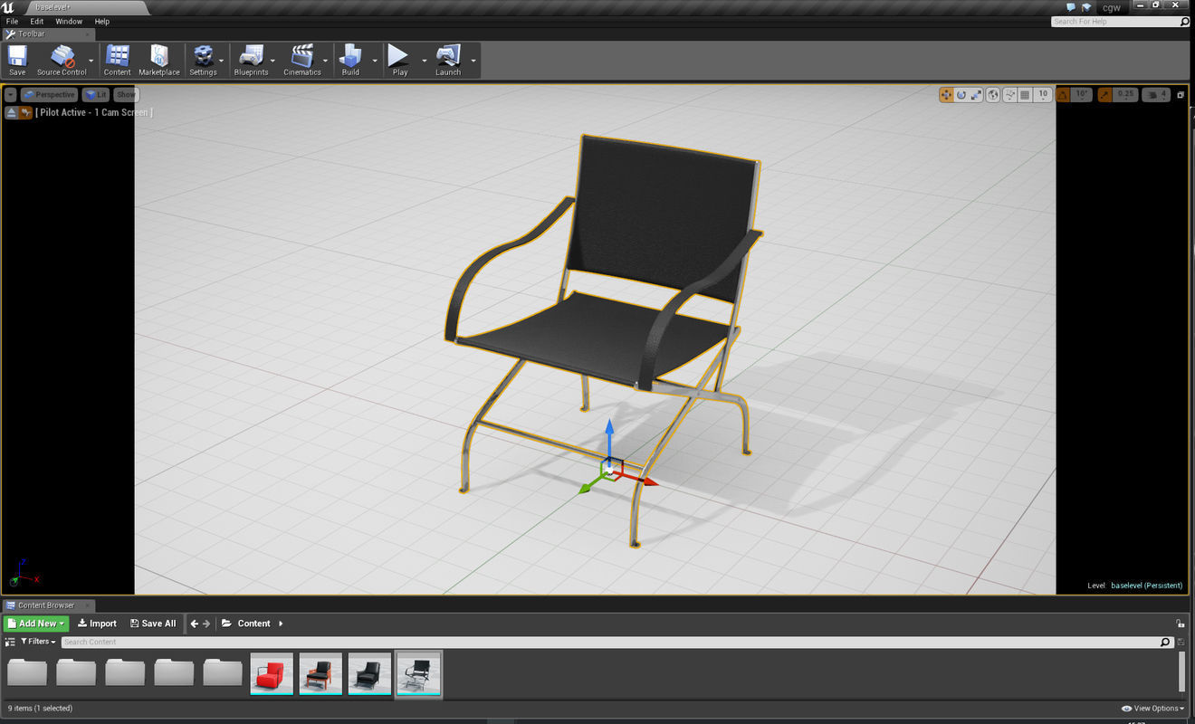 Flexform Carlotta Chair UE4 Low-poly 3D model_5
