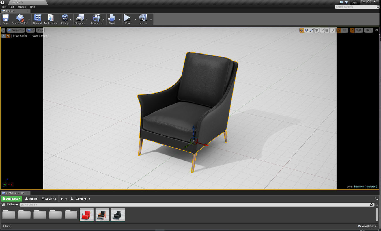 Flexform Boss Chair UE4 Low-poly 3D model_4
