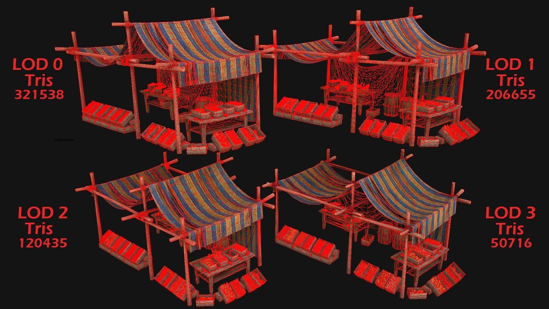 Medieval Market Stalls Tent Pack 3D Model Collection_16