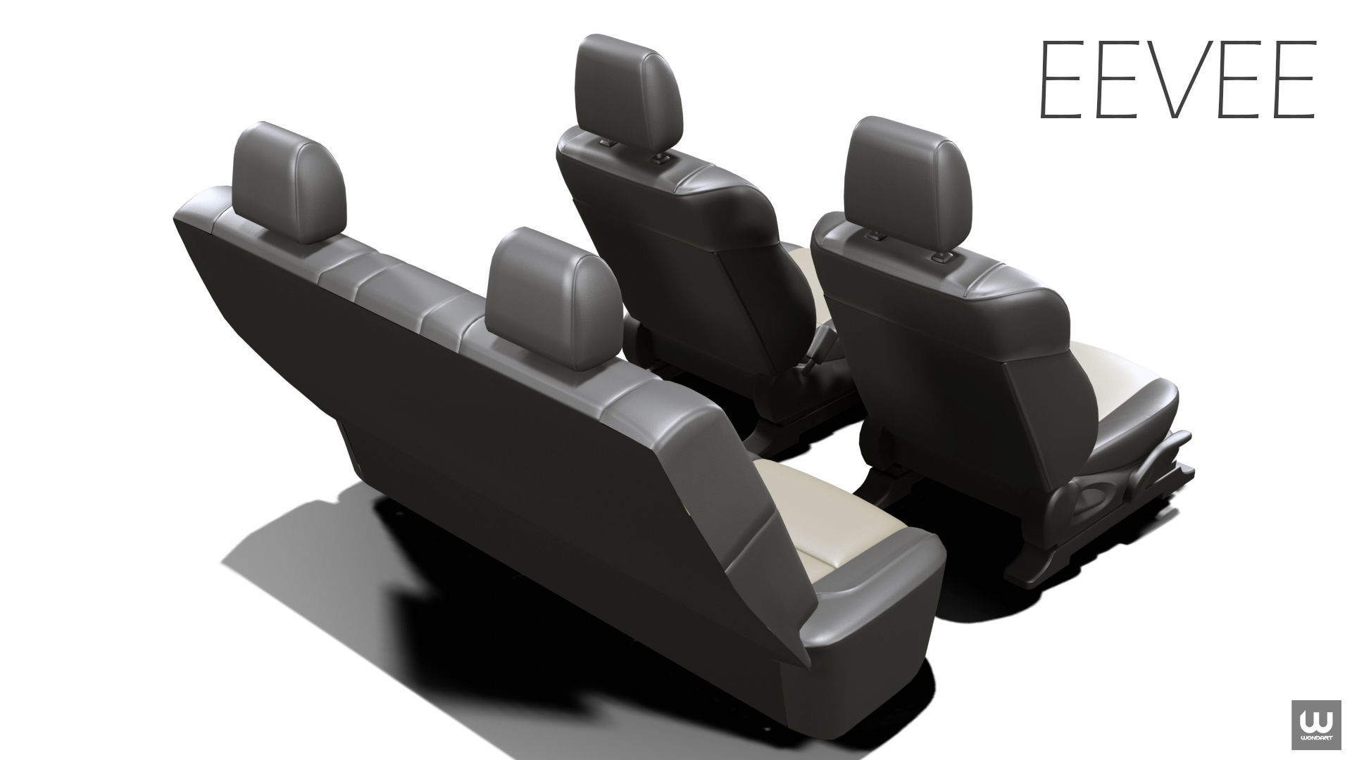 Universal Regular Car Seat Set Low-poly 3D model_8