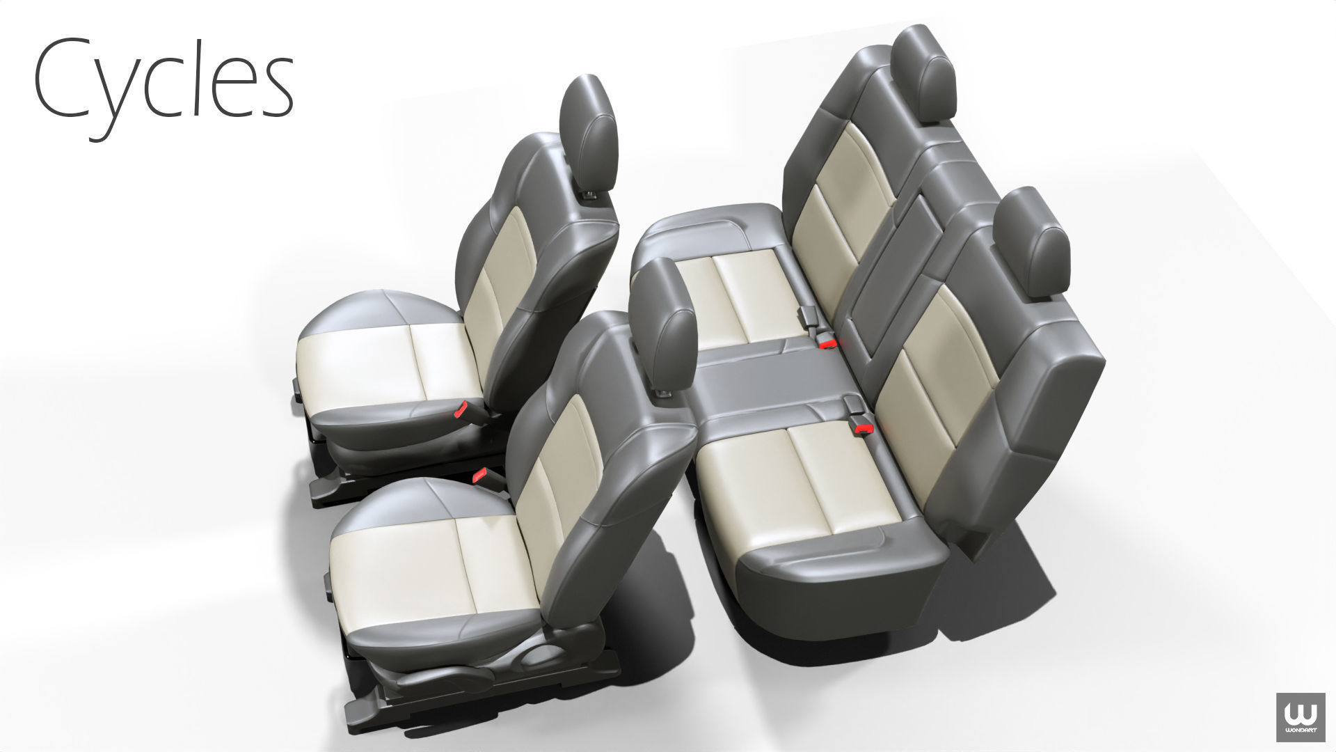 Universal Regular Car Seat Set Low-poly 3D model_19