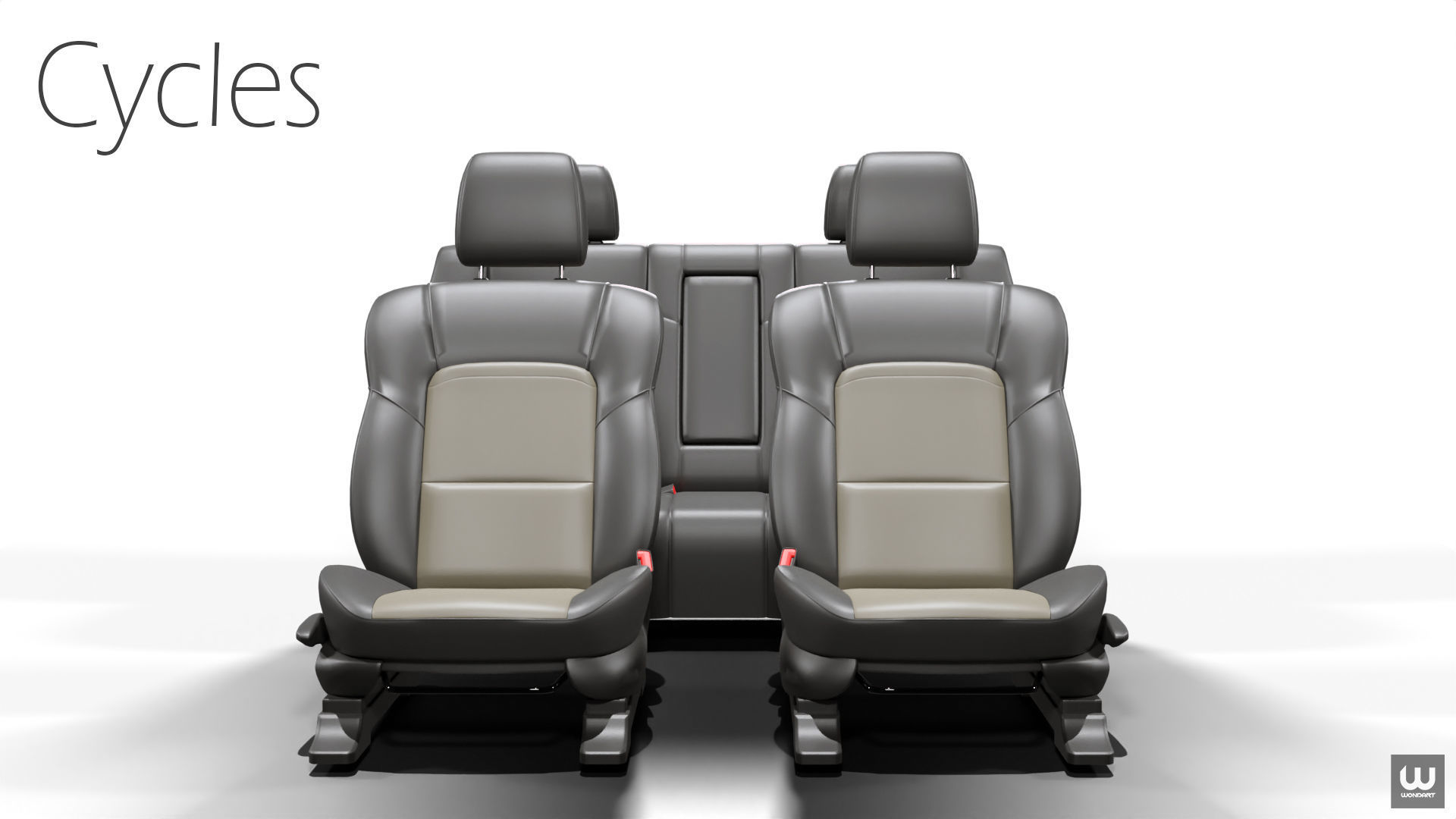 Universal Regular Car Seat Set Low-poly 3D model_13