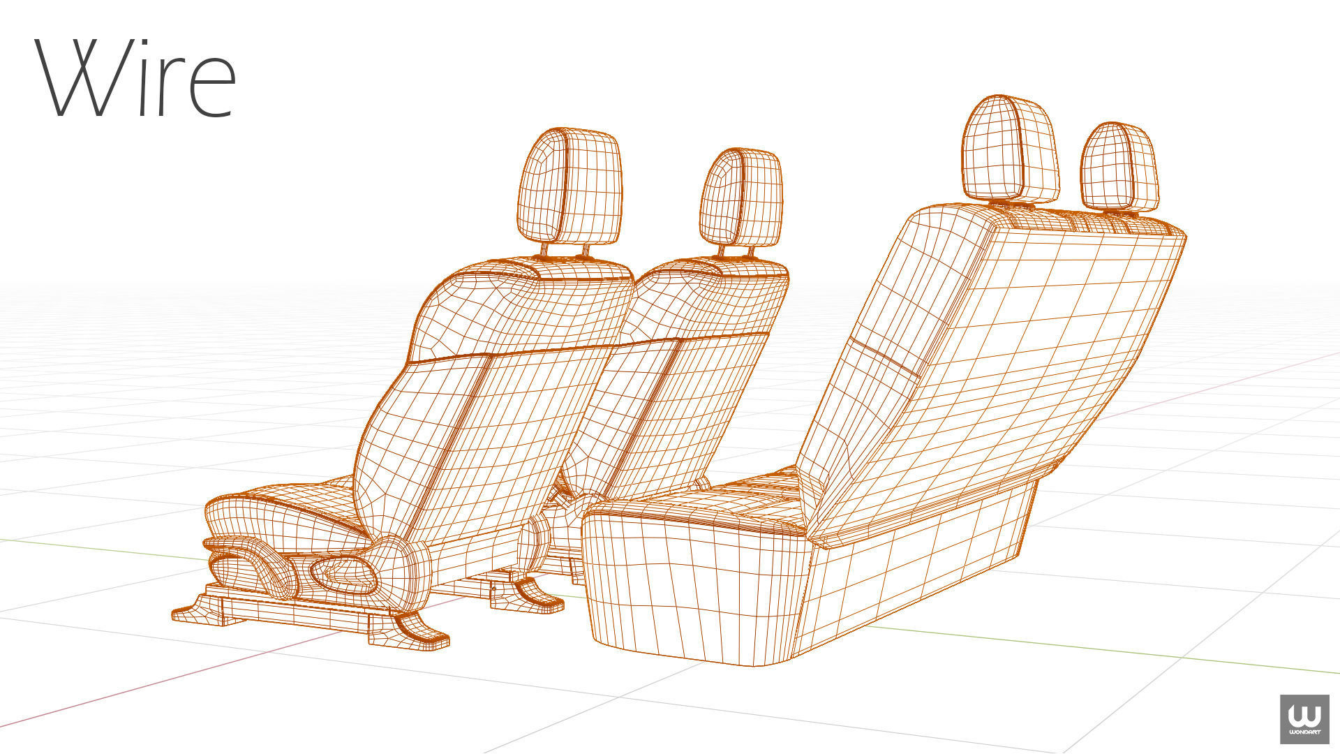 Universal Regular Car Seat Set Low-poly 3D model_12
