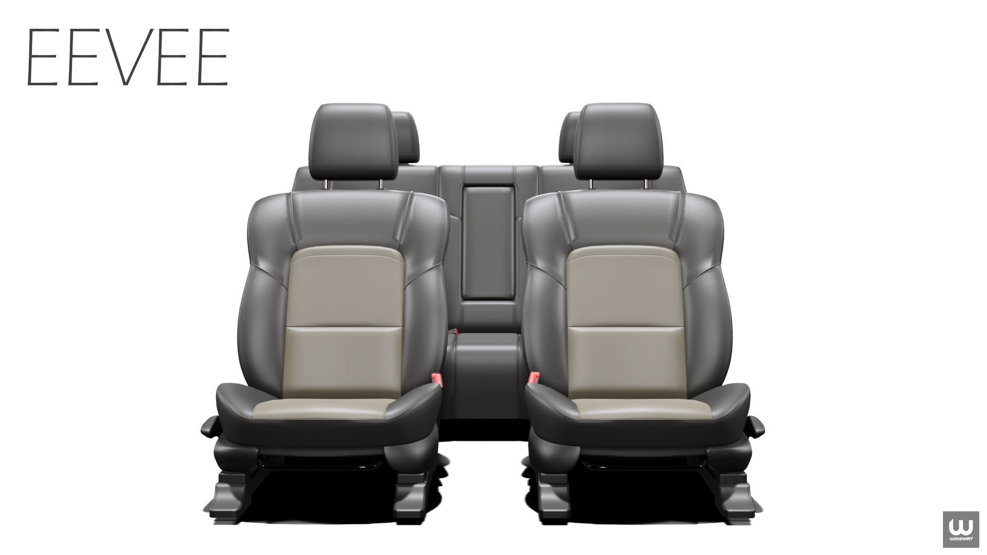 Universal Regular Car Seat Set Low-poly 3D model_14