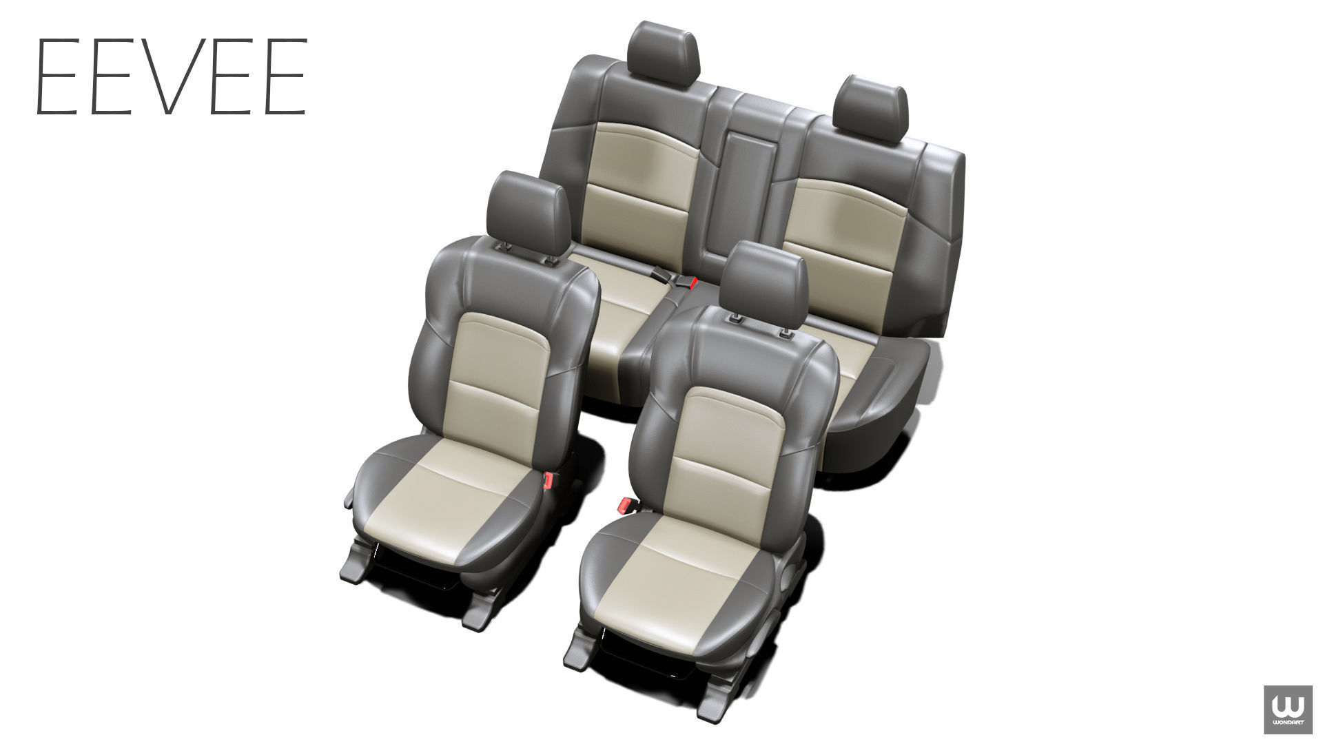 Universal Regular Car Seat Set Low-poly 3D model_23
