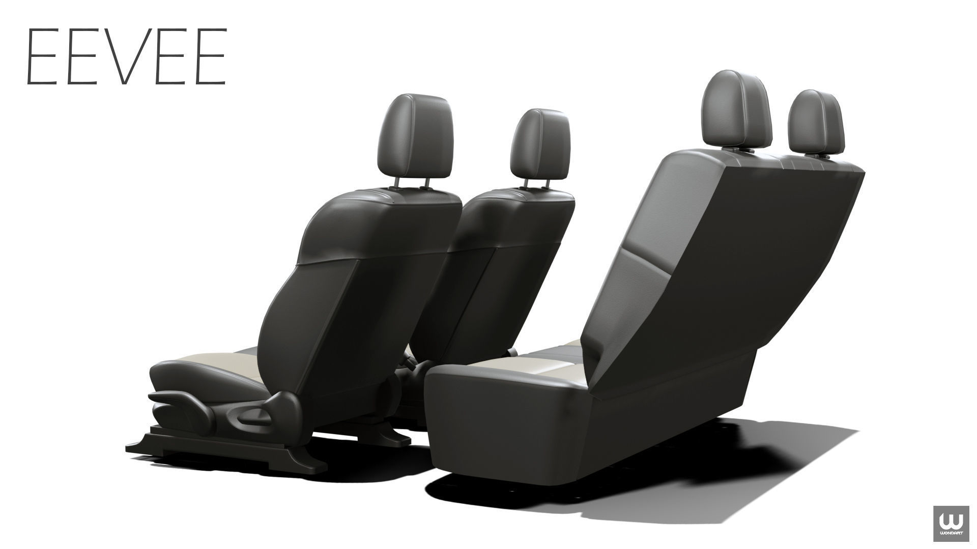 Universal Regular Car Seat Set Low-poly 3D model_11
