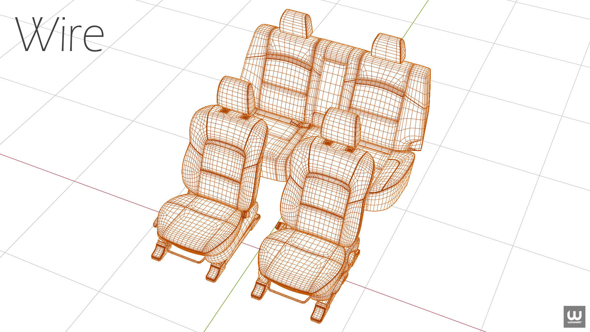 Universal Regular Car Seat Set Low-poly 3D model_24
