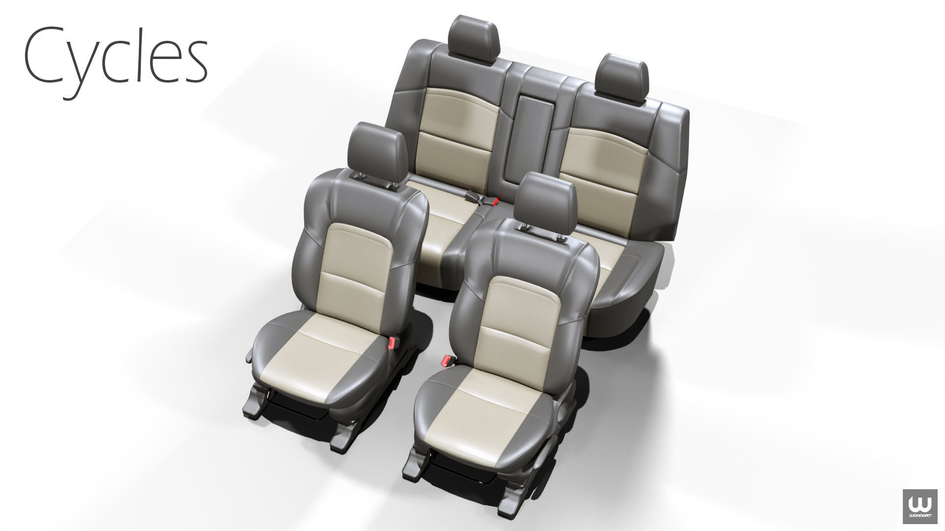 Universal Regular Car Seat Set Low-poly 3D model_22