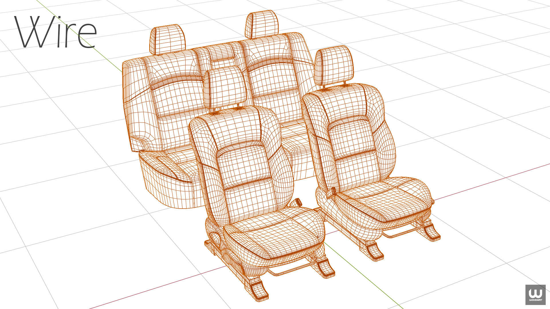 Universal Regular Car Seat Set Low-poly 3D model_18