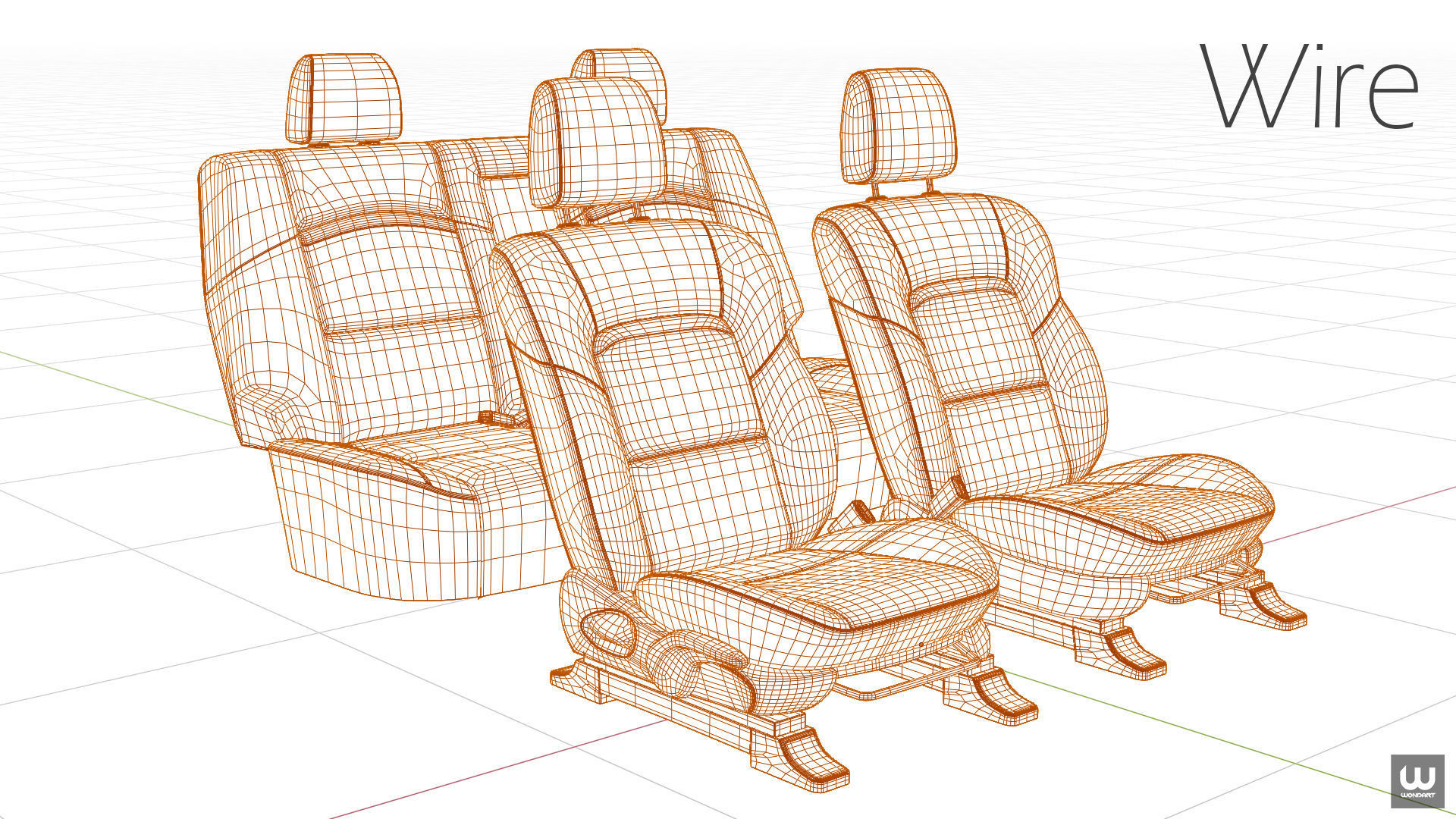 Universal Regular Car Seat Set Low-poly 3D model_6
