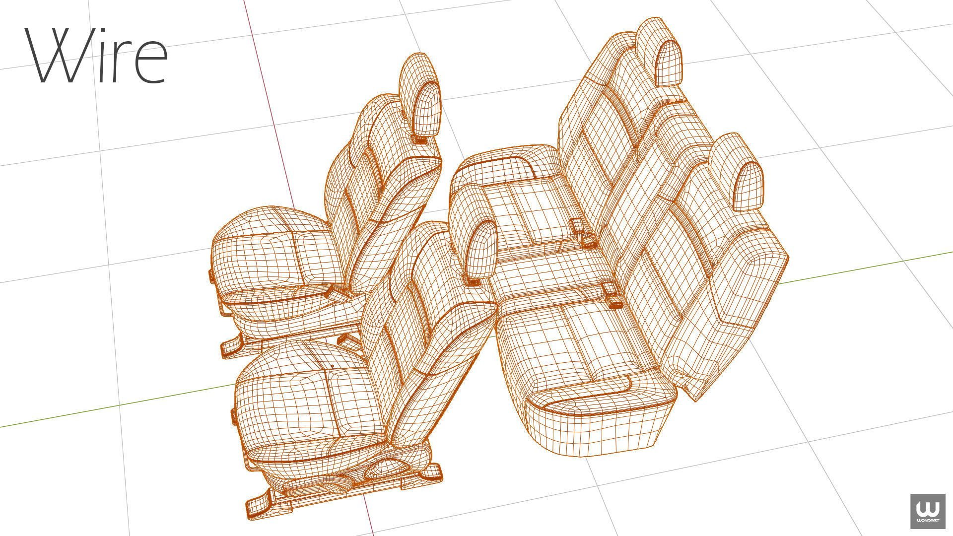 Universal Regular Car Seat Set Low-poly 3D model_21