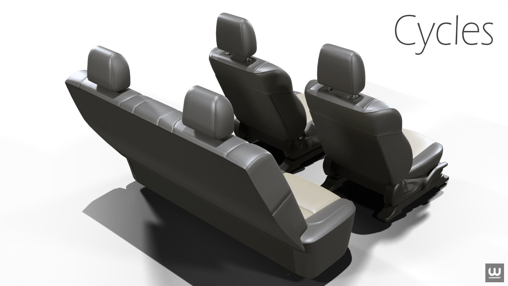 Universal Regular Car Seat Set Low-poly 3D model_7
