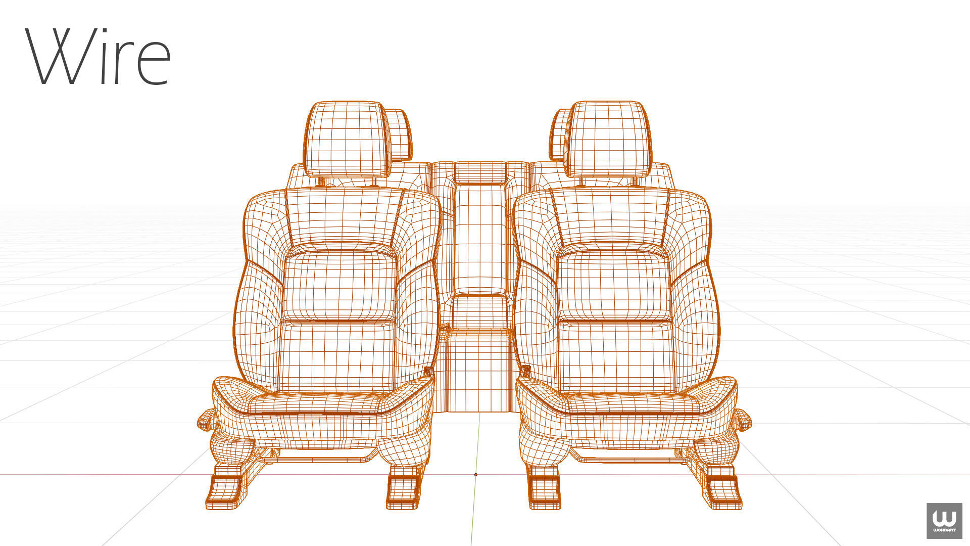 Universal Regular Car Seat Set Low-poly 3D model_15