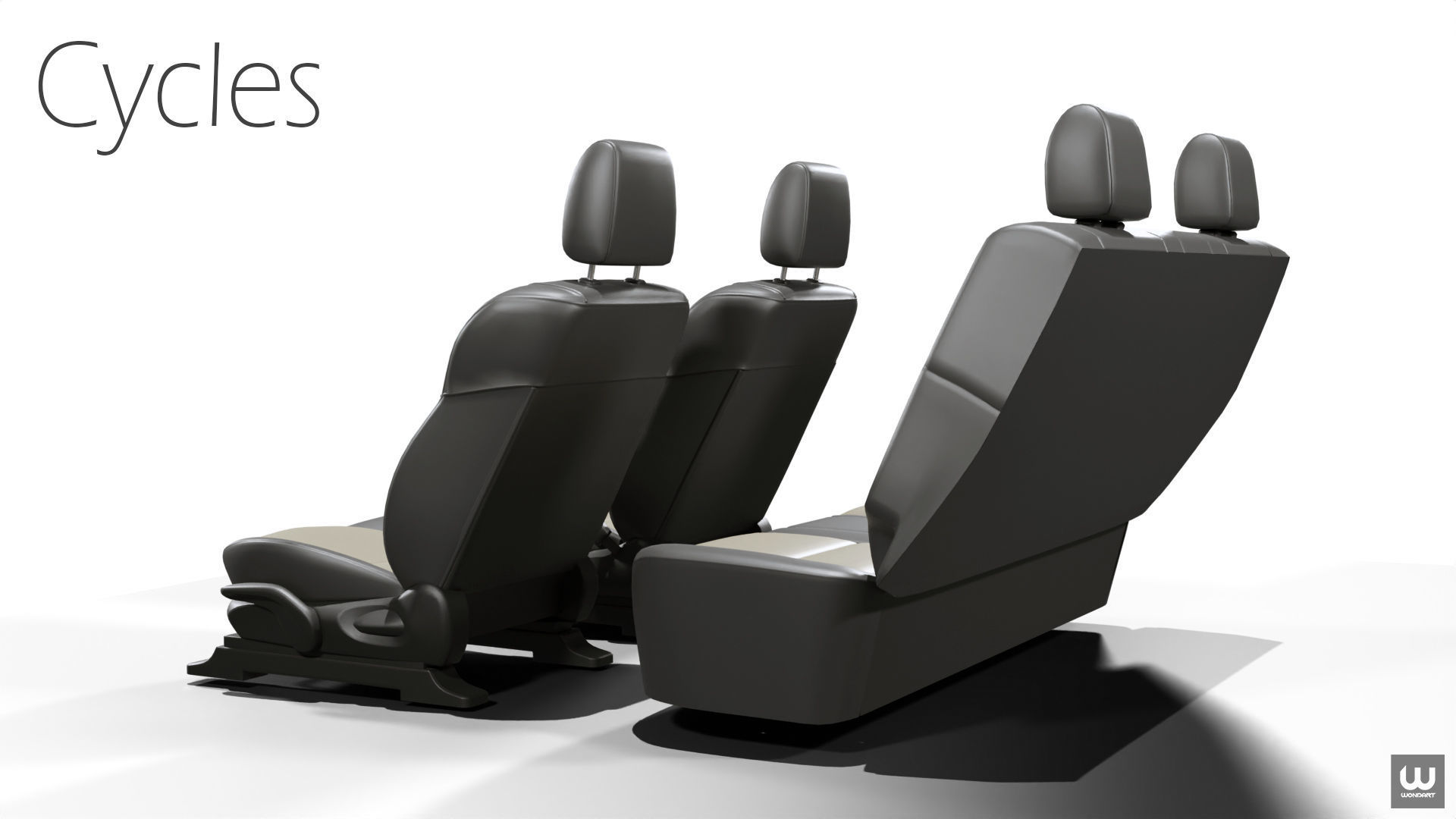 Universal Regular Car Seat Set Low-poly 3D model_10