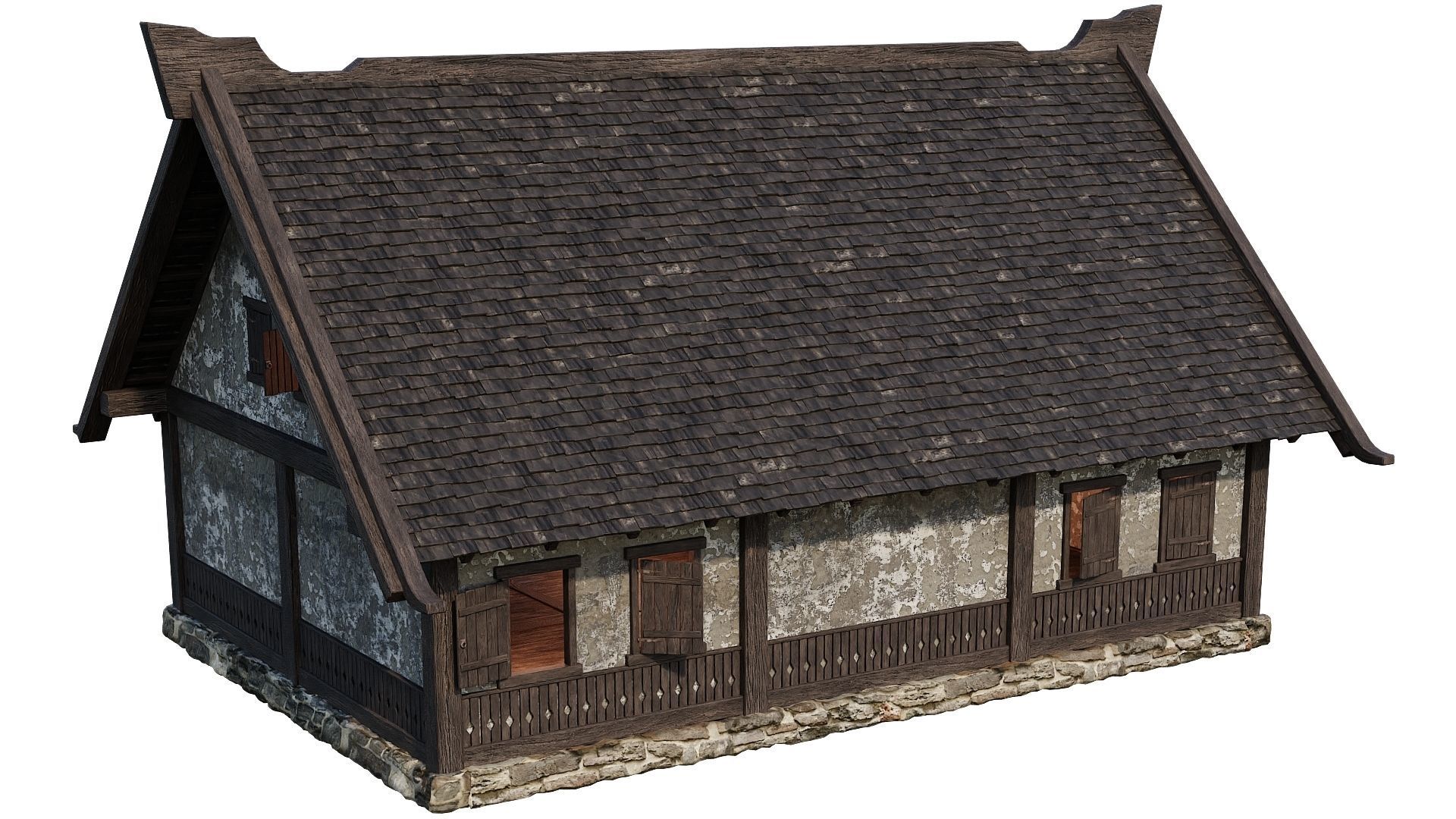 Old Medieval House Building 4K Textures GameReady 93 Low-poly 3D model_12