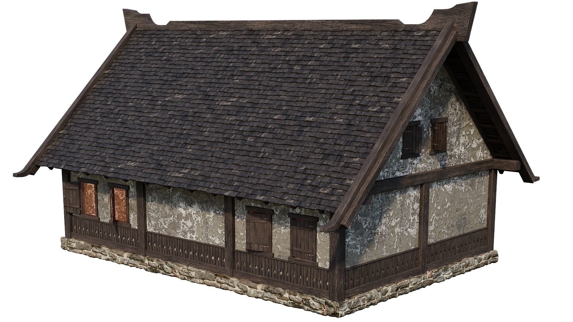 Old Medieval House Building 4K Textures GameReady 93 Low-poly 3D model_8