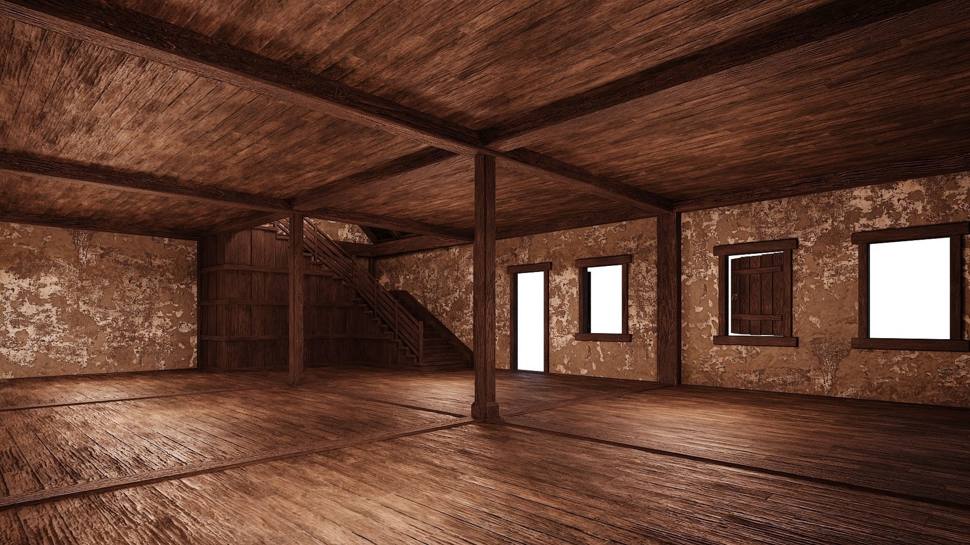 Old Medieval House Building 4K Textures GameReady 93 Low-poly 3D model_6