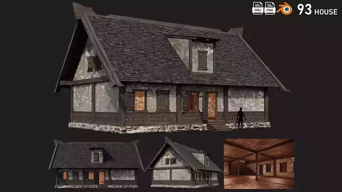 Old Medieval House Building 4K Textures GameReady 93