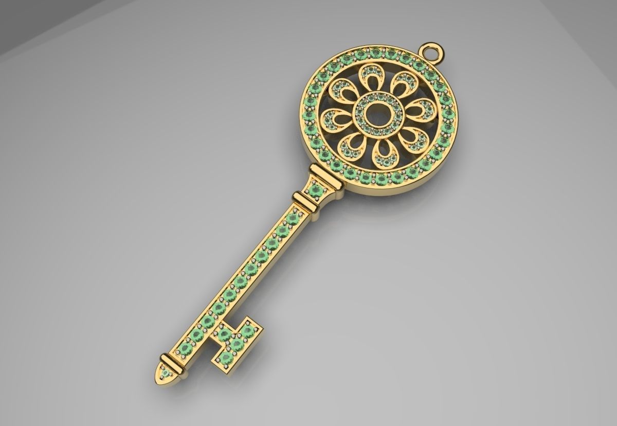 key pendant 3D print model_4