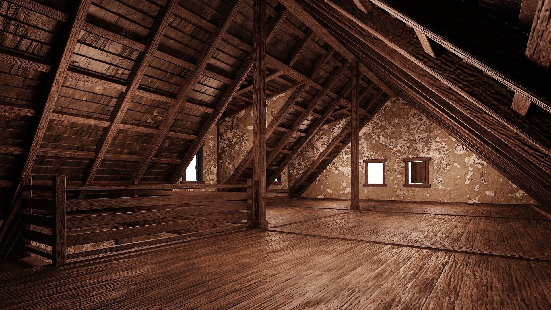 4 Old Medieval Houses Building Pack 4K Tex GameReady 93 to 96 Low-poly 3D model_32