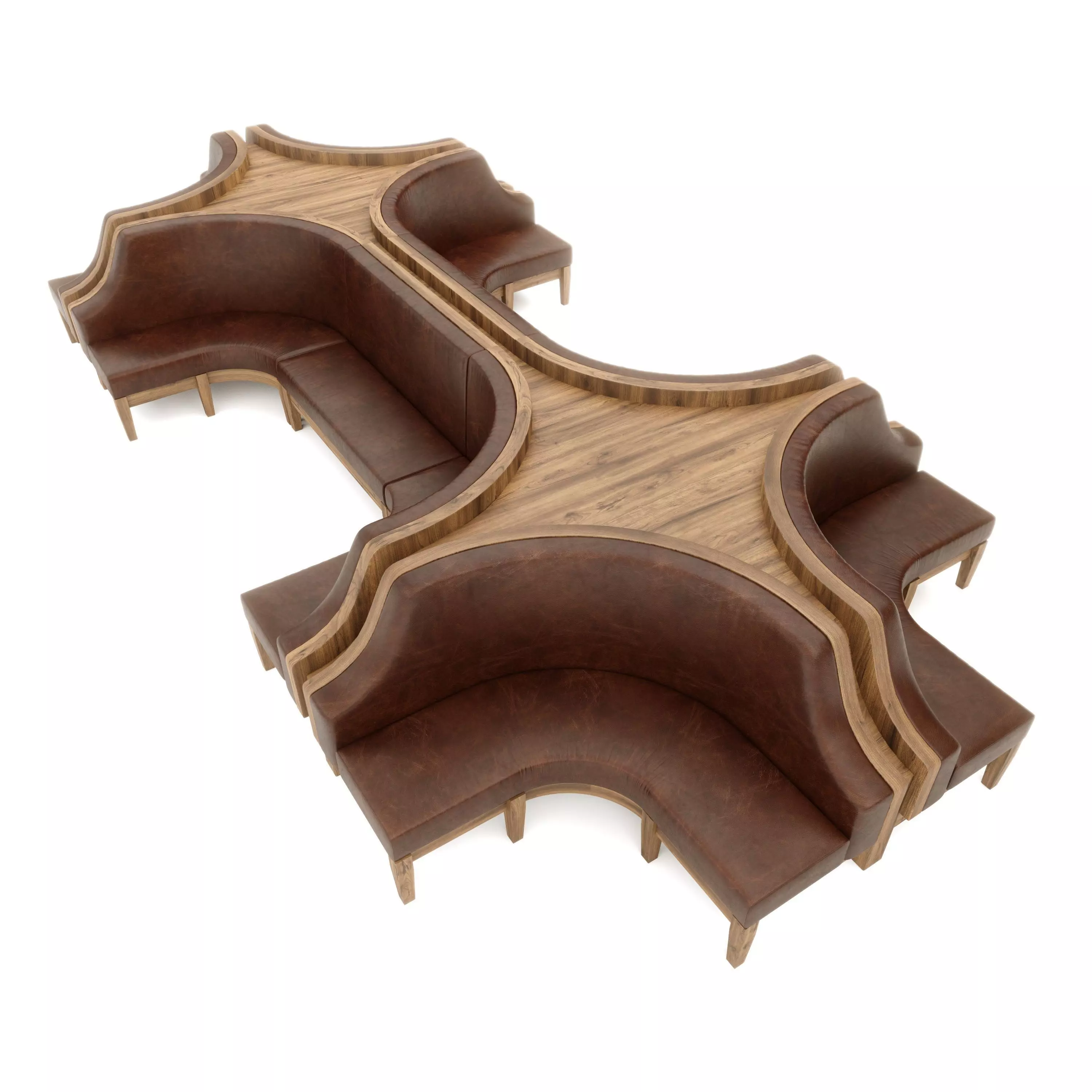 Semi-circular booth and banquette seating 3D model_0