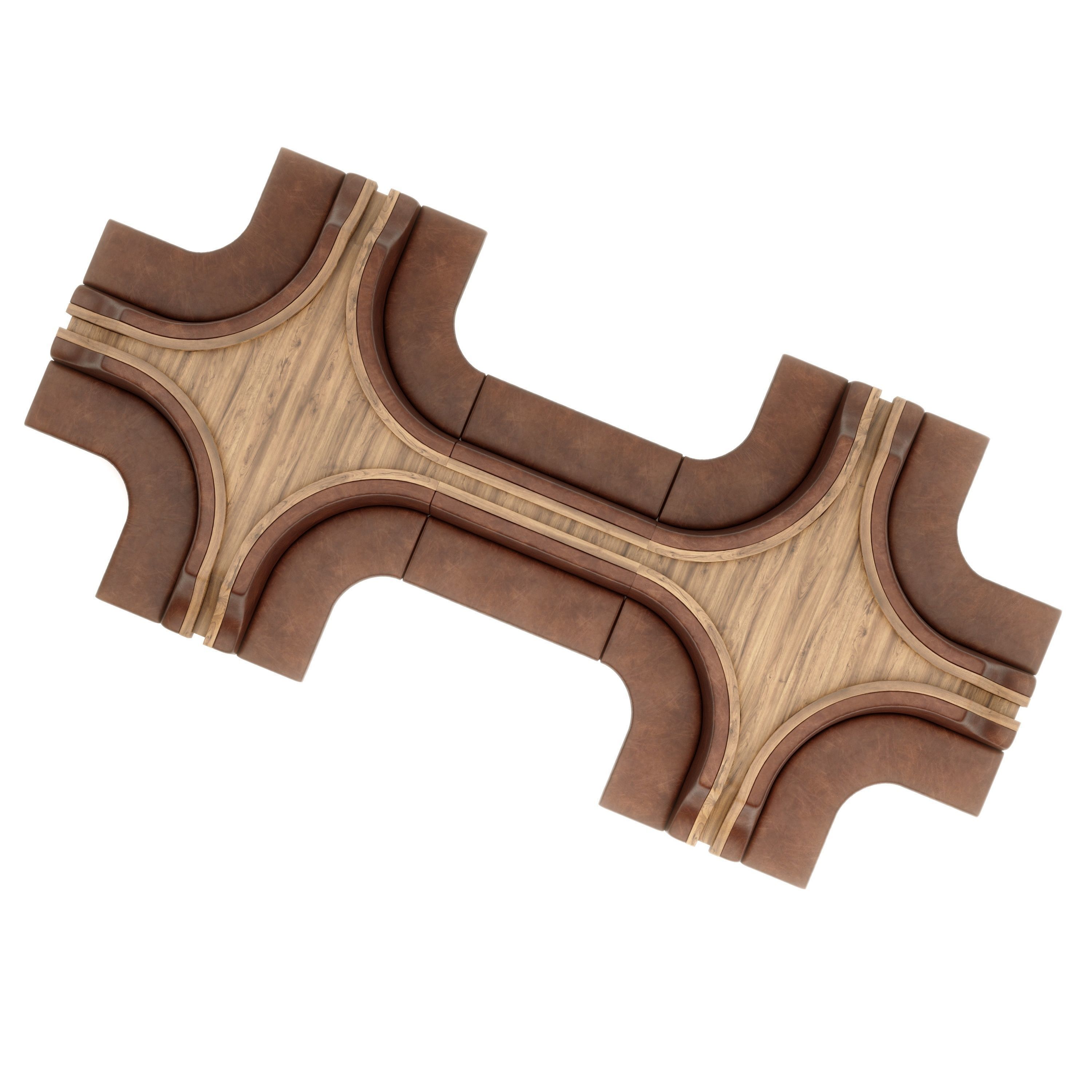 Semi-circular booth and banquette seating 3D model_4