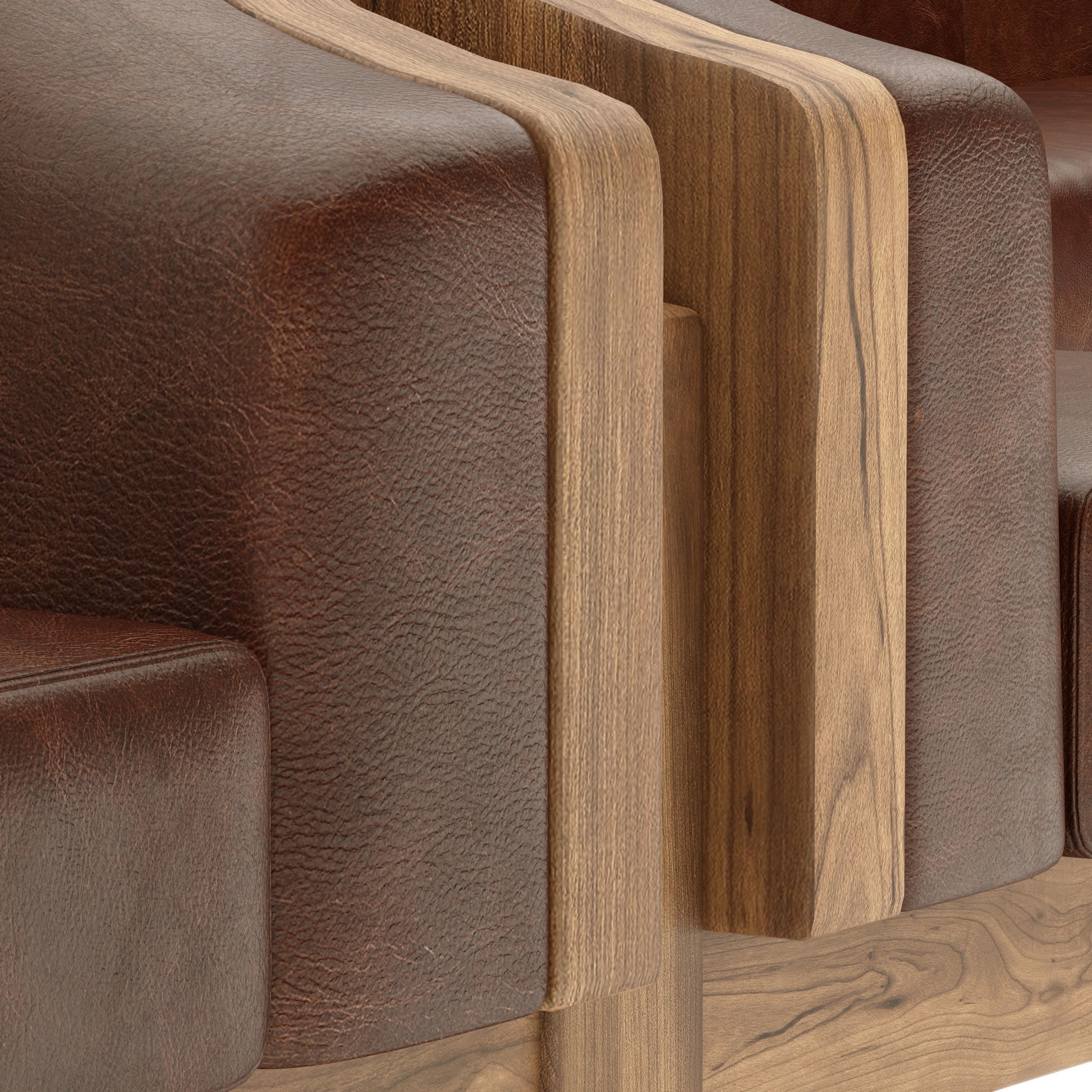 Semi-circular booth and banquette seating 3D model_7