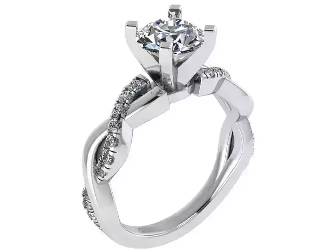 Peg Head Solitaire Twisted Ring 0657