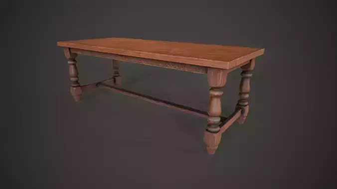 Old medieval dining table Low-poly 3D model