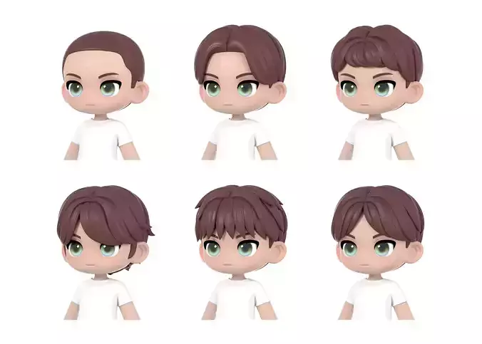 Colin Modular Hair Low-poly 3D model