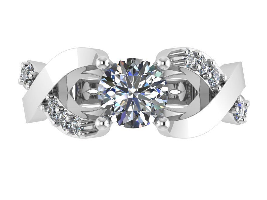 Solitaire Twisted Diamond Ring 0661 3D print model_2