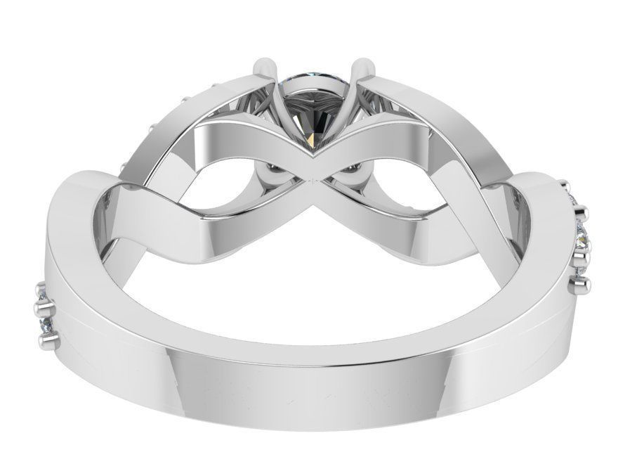 Solitaire Twisted Diamond Ring 0661 3D print model_3