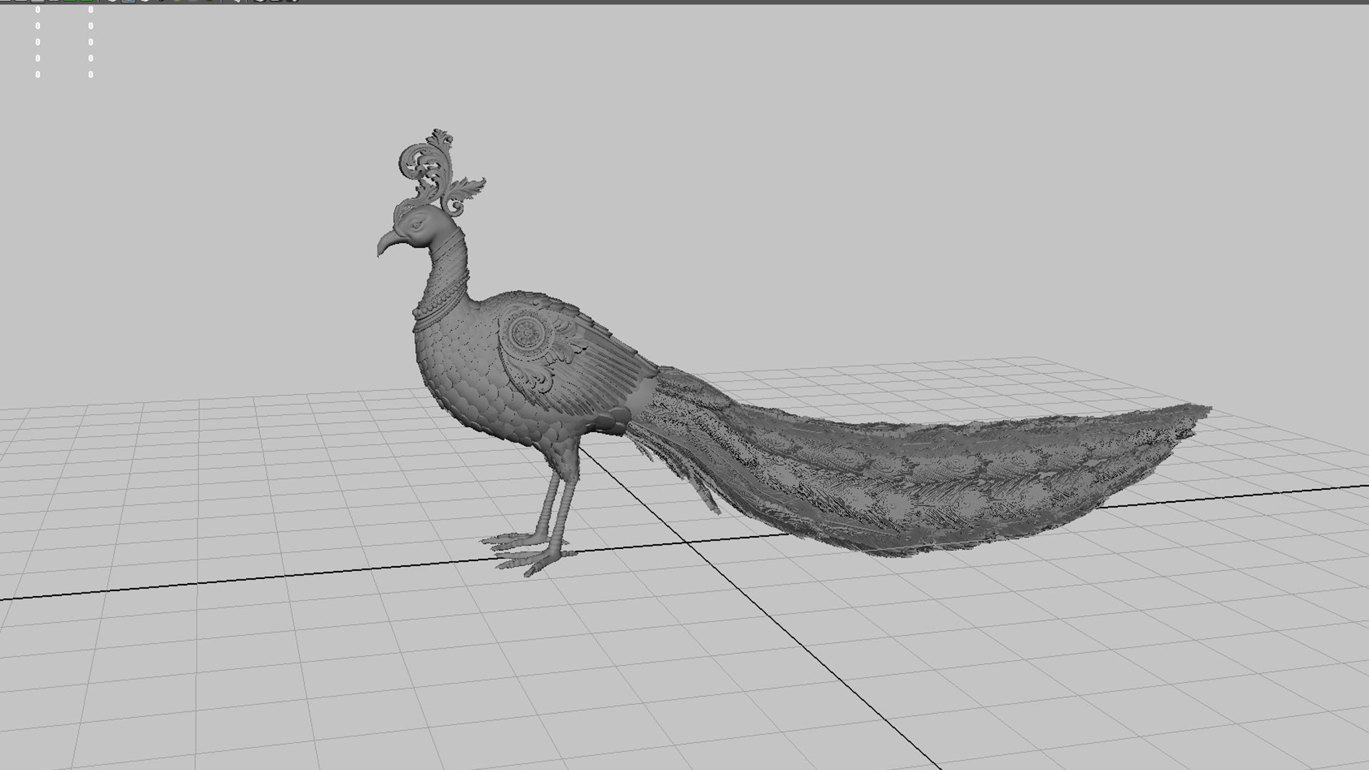 peacock Peafowl statue 3D model_2