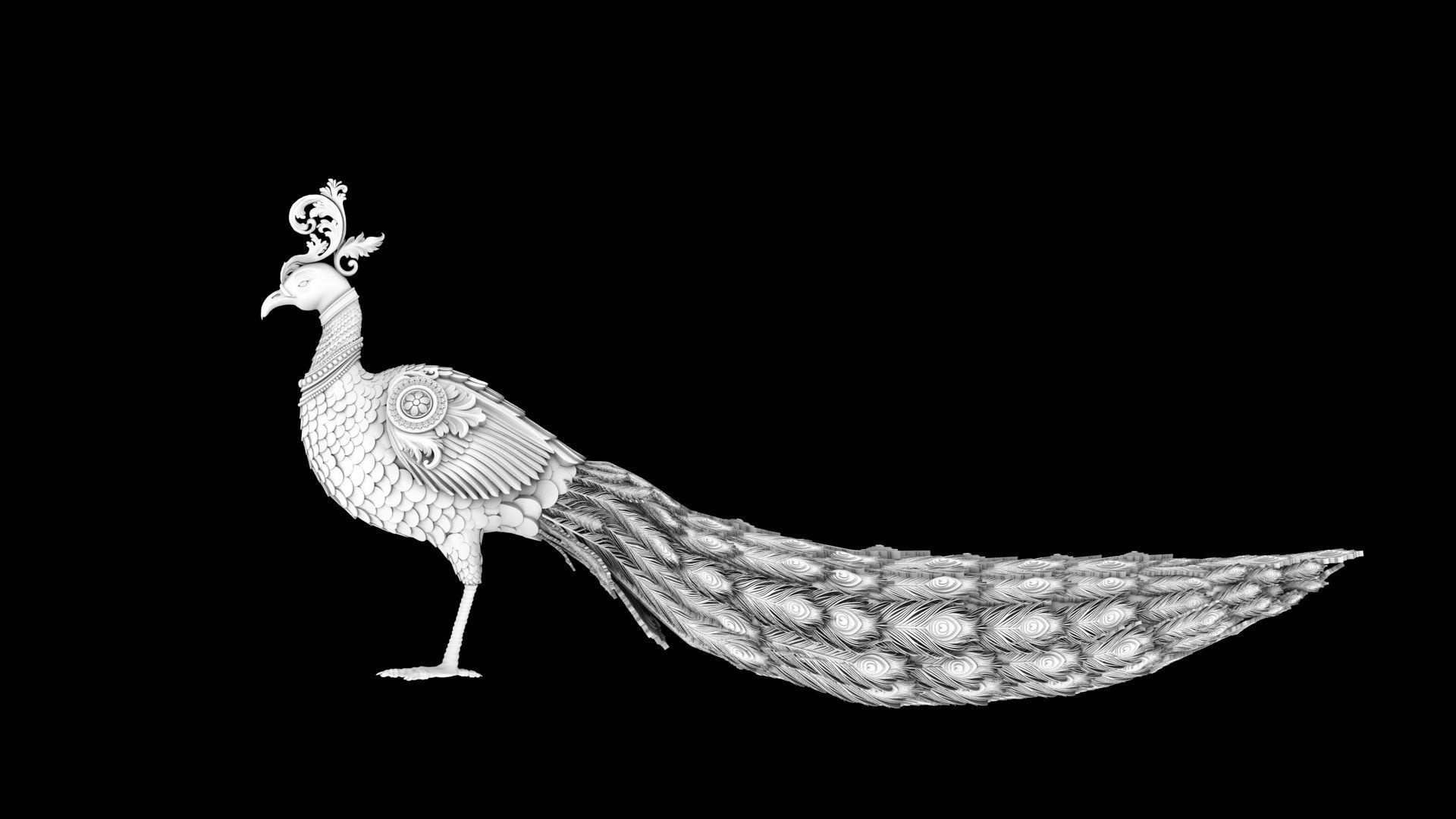 peacock Peafowl statue 3D model_11